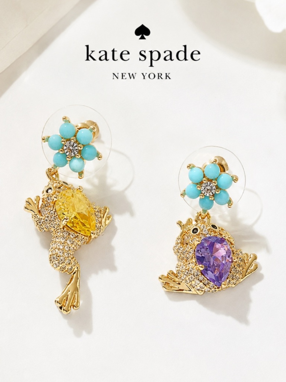 Kate Spade New York Nature Walk Frog Drop Earrings.